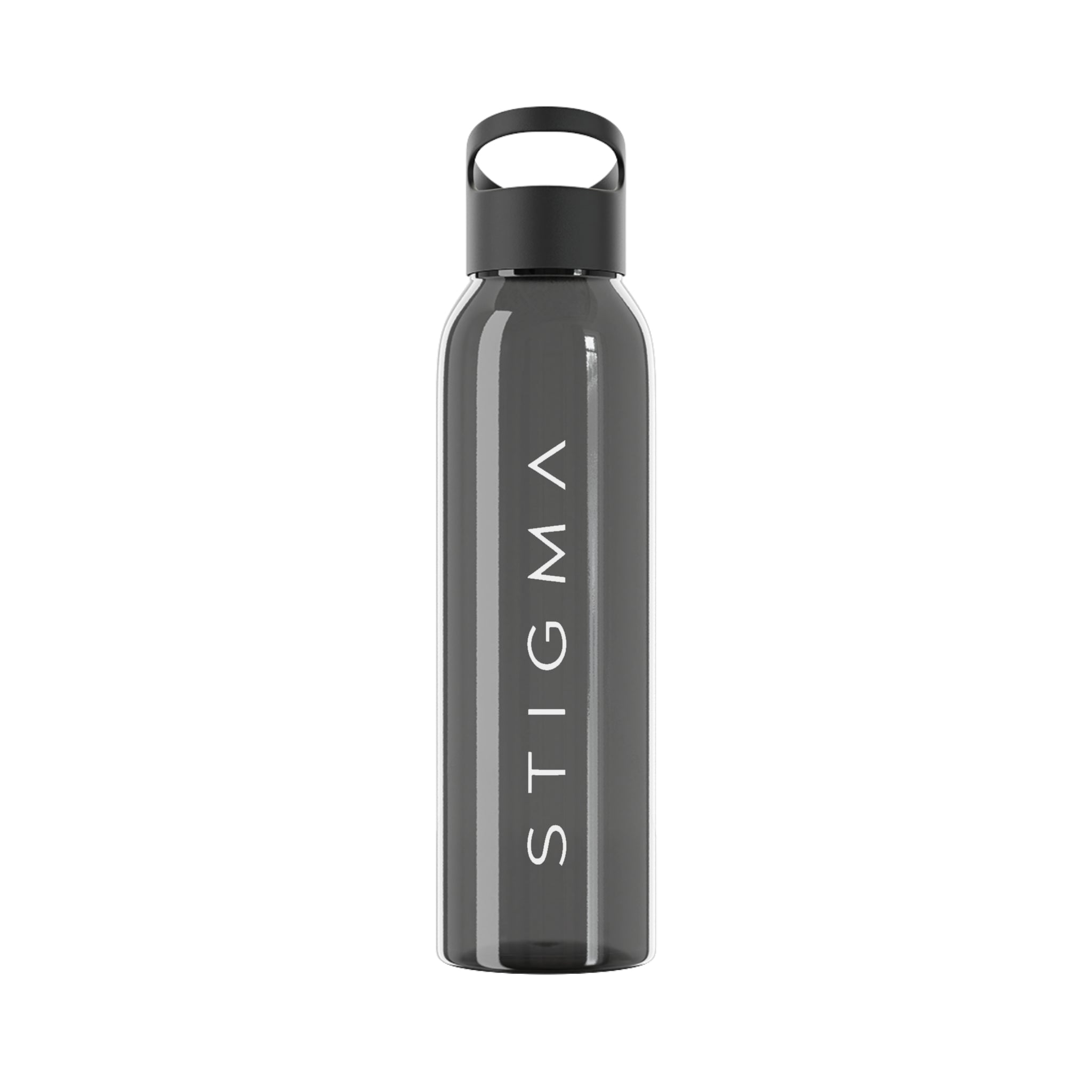 Sky Water Bottle – Minimal Clear Bottle with Vertical 'STIGMA' Text