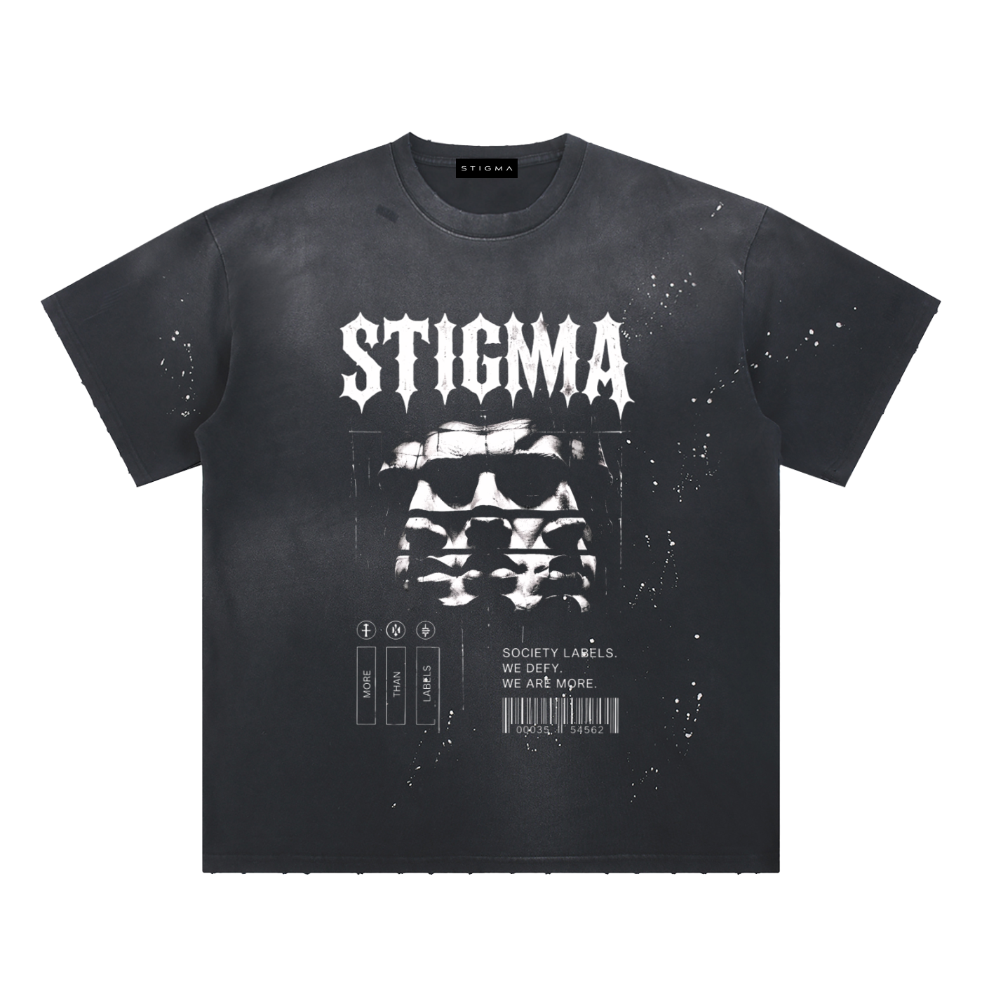 Hand-Frayed Sunfade Paint Splatter T-Shirt